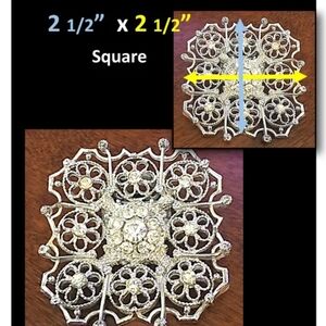 Silver Floral Square Brooch